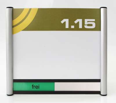 MADRID Silver Line Frei-/Belegt Anzeige – Silber Eloxiert, Selbstklebend, 50,5 X 150,5 Mm, Inkl. Wechselschieber – Für Büro- Und Besprechungsräume